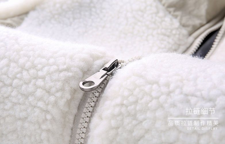 White YEEMEST Shearling Hoodies Mens Streetwear Hooded Jackets Zipup