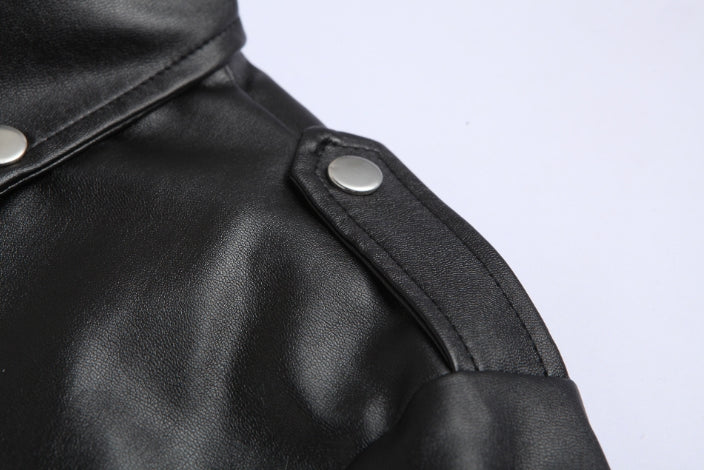 Black Faux Leather Jackets Mens Motorcycle Biker Kpop Clubber Slim Fit