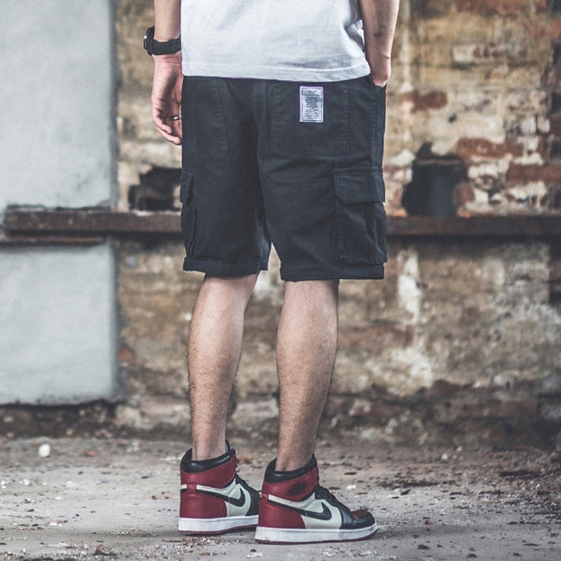 Black Waistband Mens Cargo Shorts Casual Streetwear Stylish Guys