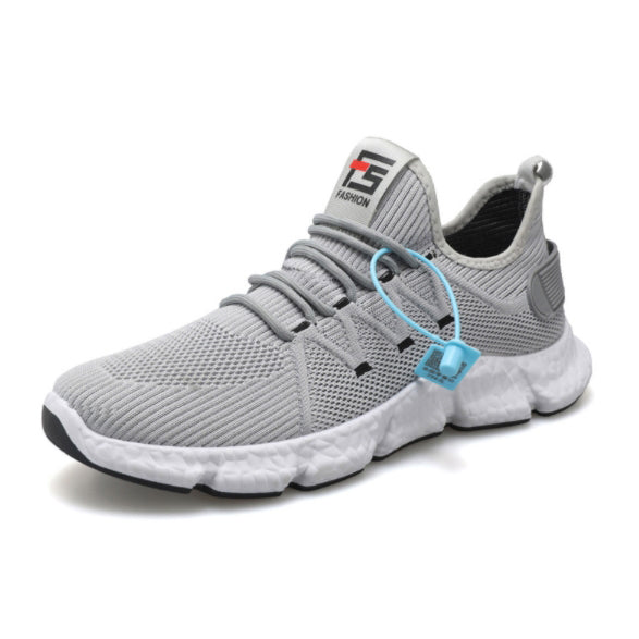 Gray Knit Athletic Sneakers Mens Shoes Casual Running Drawstring