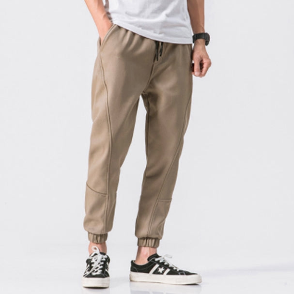 Beige Joggers Pants Cotton Waistband Mens Trousers Casual Streetwear