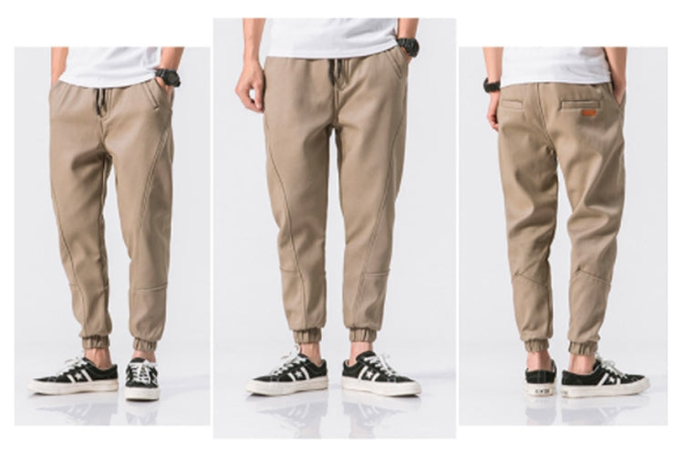 Beige Joggers Pants Cotton Waistband Mens Trousers Casual Streetwear