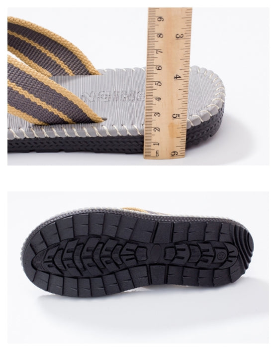 Beige Mens Cotton Flip Flops Summer Sandals Shoes Thongs Beaches