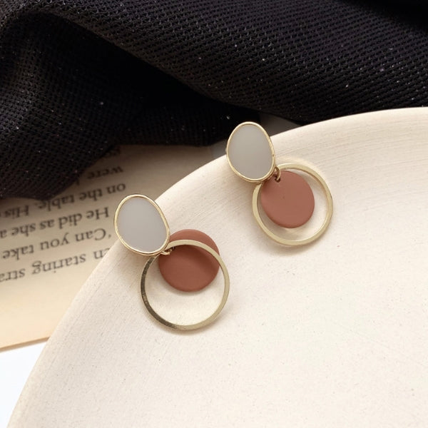 Double Layered gold earrings Gift Korean jewelry Womens Accessories