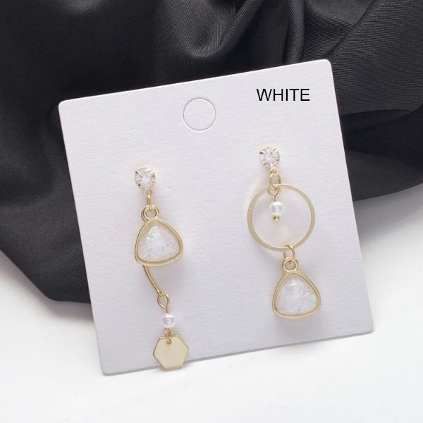 Unbalance gemstone gold Earring Gift Korean jewelry Womens Accessories