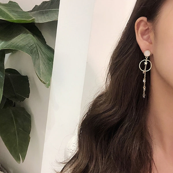Unbalance Star Gold Earrings Gift Korean jewelry Womens Accessories