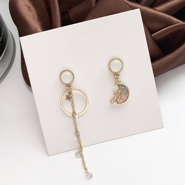 Unbalance Star Gold Earrings Gift Korean jewelry Womens Accessories