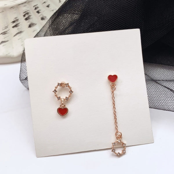 Unvalence Rosegold Heart Drop Earrings Gift Korean Womens Accessories