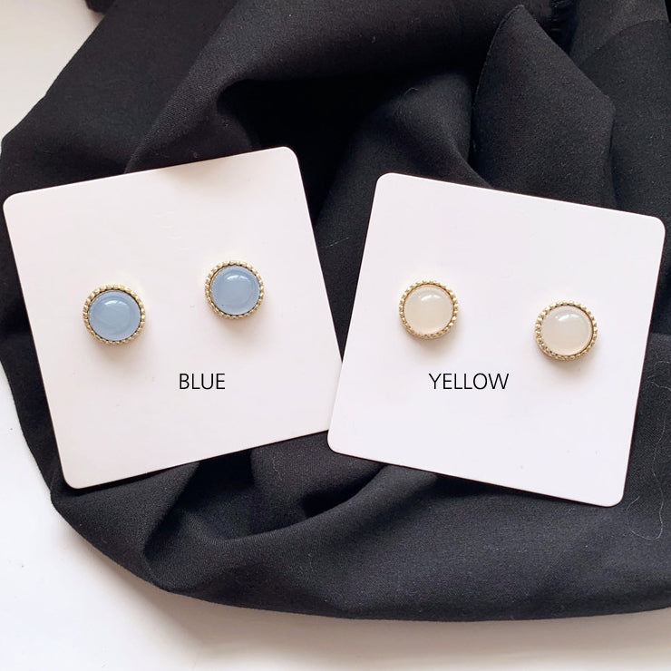Blue Yellow Bling Rounded Earrings Gifts Korean Jewelry Womens Accessories Luxury Fashion Dating Party Clubber Elegant Wedding Lovely Accessory