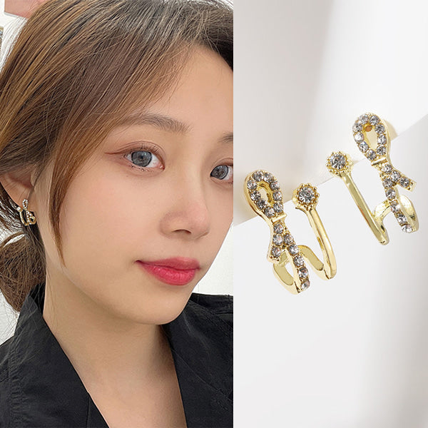 Gold Bling Ribbon Bow Earrings Gifts Korean Jewelry Cubic Womens Accessories Luxury Fashion Dating Party Clubber Elegant Wedding Accessory