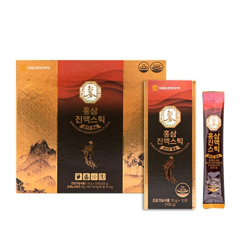 100% 6 Years Korean Red Ginseng Extract Sticks 30 Sachets Drinks Handy Health Supplements Immunity Blood Memory Tired Energy Gifts
