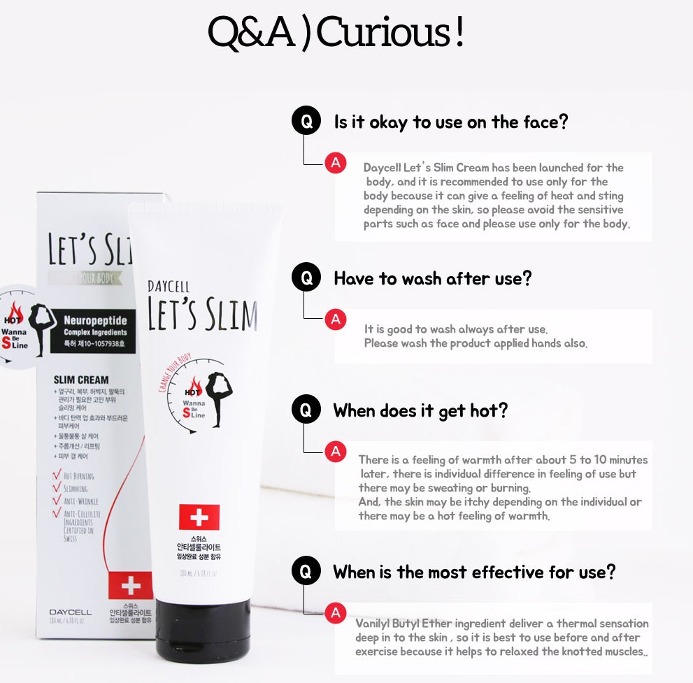 DAYCELL Lets Slim Cream 180ml Change your body Hot burning