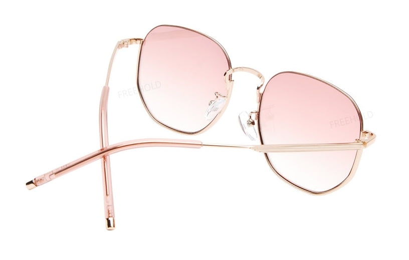 Half Square Sunglases Hexagon Metal Frame Eyewear Rimmed Unisex