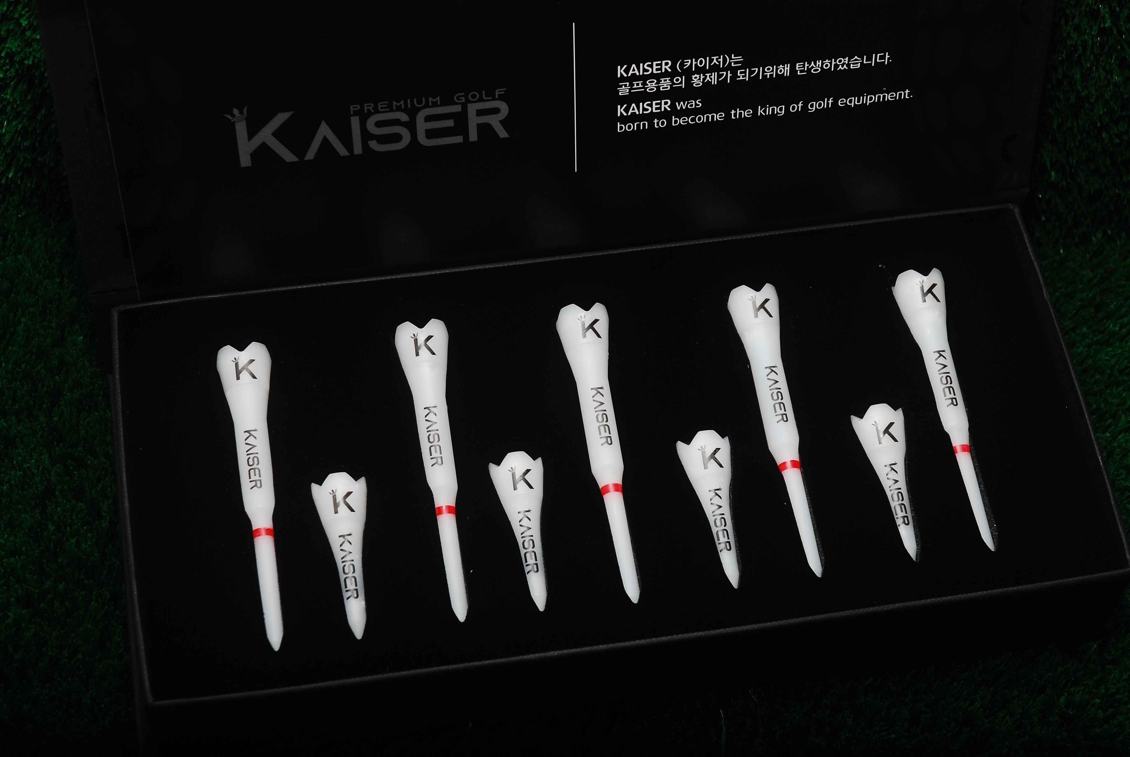 KAISER T5 Golf Tees Day Night Gifts Accessory Sets/ Long 5pcs+Short 4pcs/ distance increase luminous anti-slicing Height fix Holders Glow in Dark Light up Flashing Made in Korea