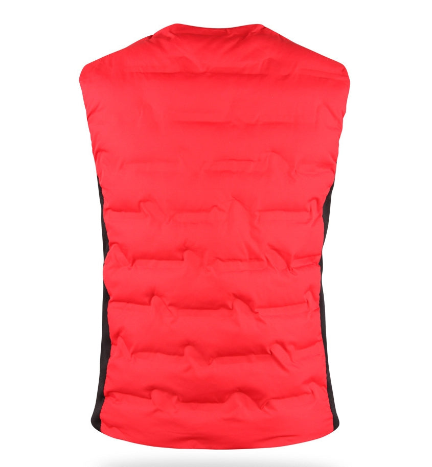 Red Contrast Golfwear Vests Zipup Waistcoats Puffer Warm Winter Stylish Mens Korean Style Outdoor Wellon