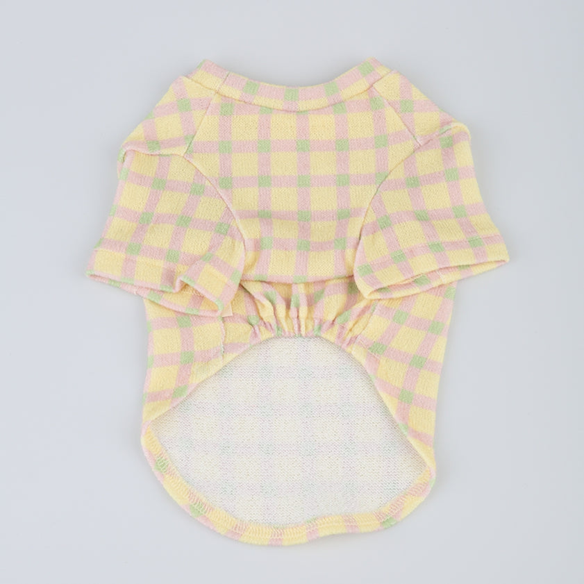 R logo Dogs Clothes Checked patterned Casual Cute Comfortable Clothing Sweaters Korean Designers Apparel Outfits Pastel Colours Pets Knit Banding