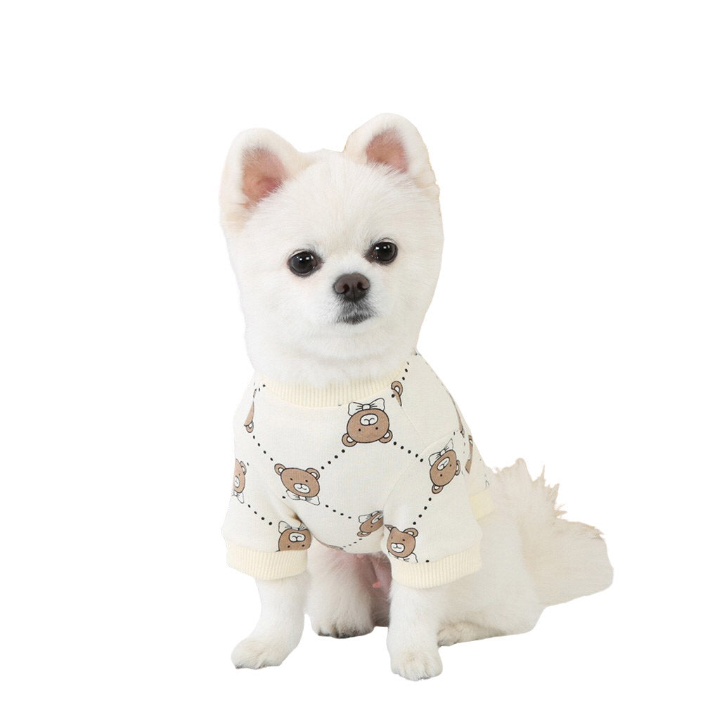 R logo Cute Bear Patterned Dogs Clothes Casual Comfortable Clothing Korean Designers Apparel Outfits Pets Knit Banding