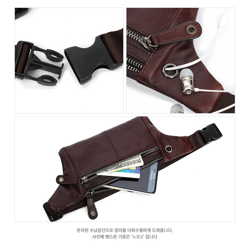 Brown Genuine Cowhide Leather Sling Bags Messengers Travel Backpacks