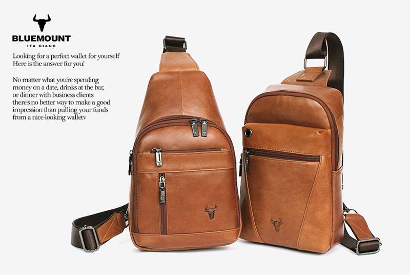 Brown Genuine Cowhide Leather Sling Bags Messengers Travel Backpacks