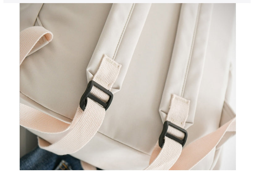 Ivory Cotton Casual Backpacks Womens Girls School Bookbag Keychain New