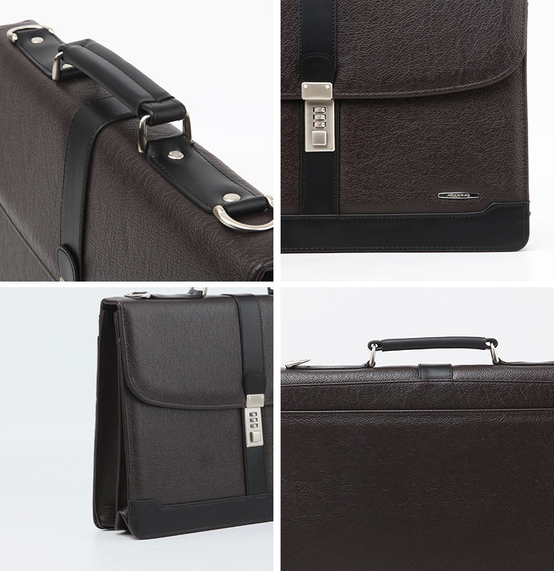 Lock Square Work Business Briefcases Faux Leather Laptop Handbags Mens