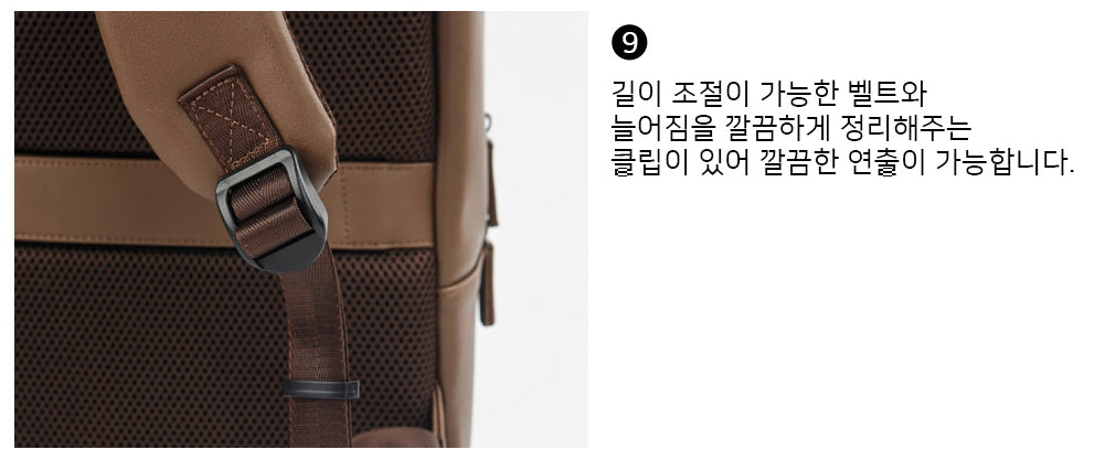 Brown Faux Leather Backpack Square Travel Luggage Trolley Strap Laptop