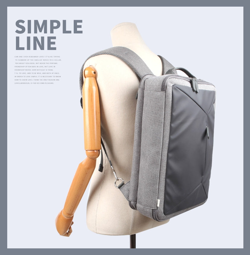 Gray Multi 3-Way Business Briefcases Backpacks Shoulder Bags Sqaure