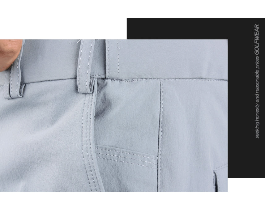Gray Spandex Golf Wear Trousers Mens Pants UV Block Slim Fit Basic
