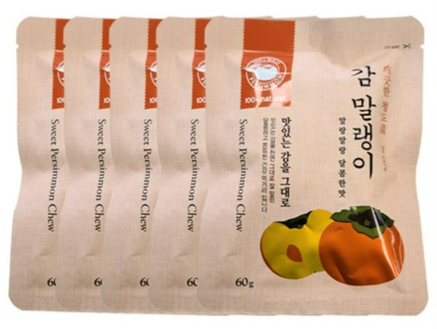 Hanwool Cheongdo Dried Fruits Persimmon Chew Korean Traditional Sweets Gammalin 100% Soft snacks Foods 60g × 5 bags Vitamin C Dessert