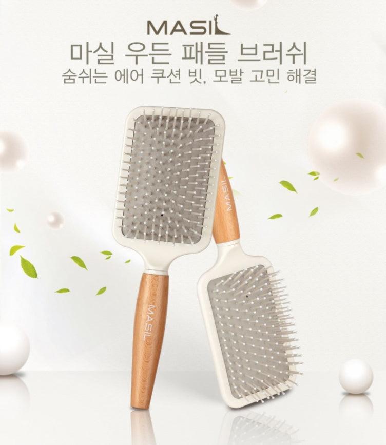 Masil Wooden Paddle Brush Hair Scalp Massage Fashion Beauty Styling
