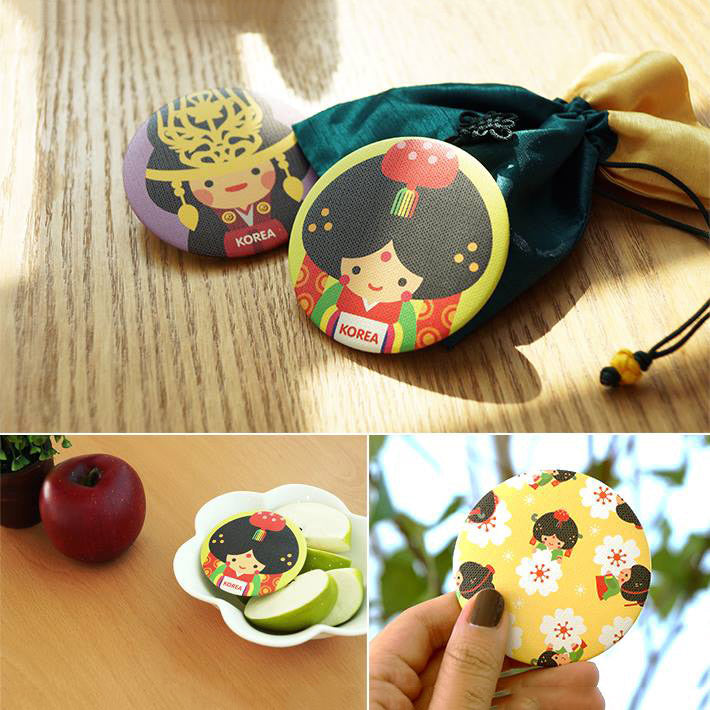 Korean traditional Character Hanbok Hand Mirror Beauty Makeup Womens