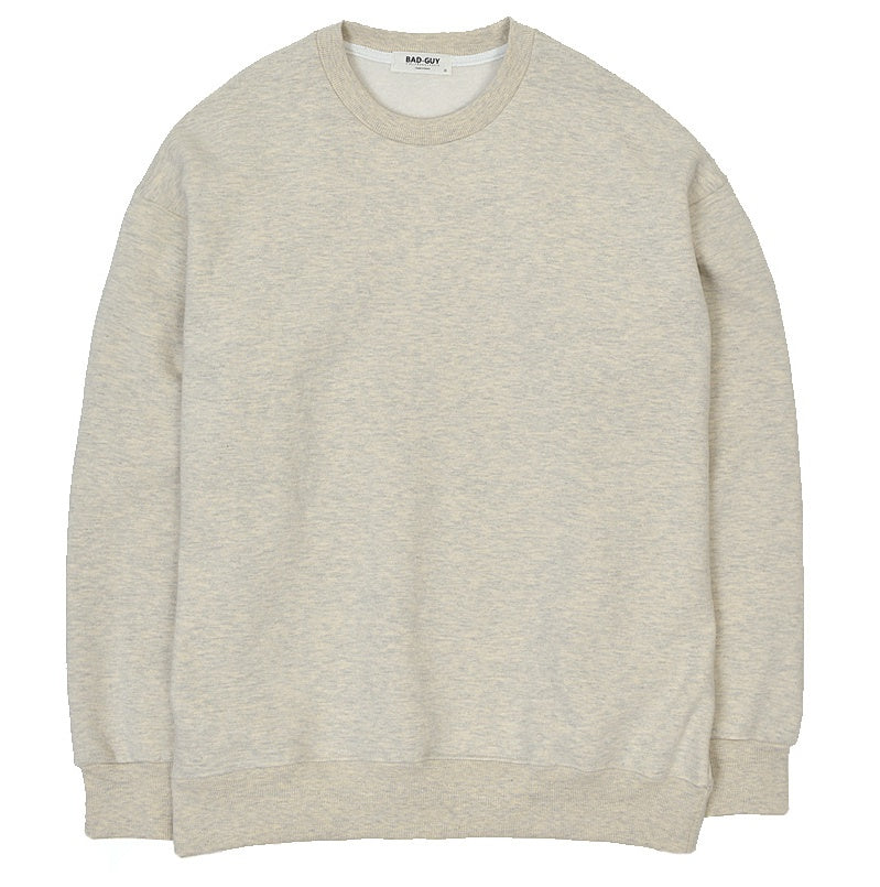 Solid Plain Casual Long Sleeved Sweatshirts Mens Crewneck Tops Napping Heavy Loose Fit Made in Korean Fashion Kpop Style