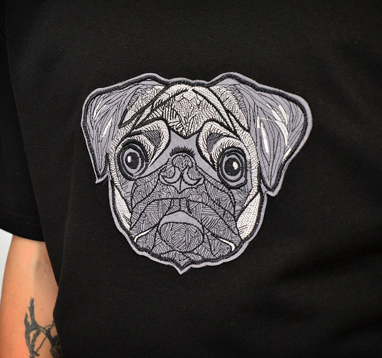 Black Wappen Bulldog Graphic Short Sleeved Tshirts Mens Loose Fit Tees