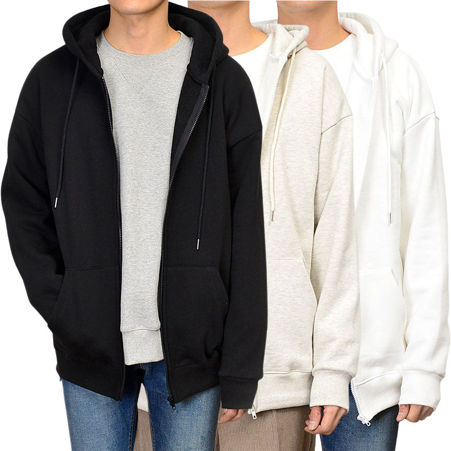 Hoodies Solid Plain Casual Long Sleeved Sweatshirts Mens Hooded Tops Cotton Napping Loose Fit Made in Korean Fashion Kpop Style