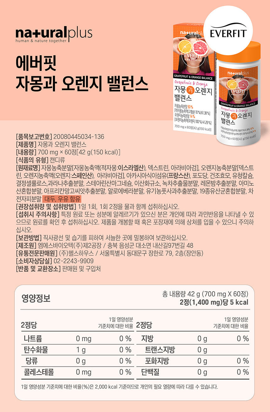 Natural Plus Ever fit Grapefruit & Orange Balance Inner beauty Health