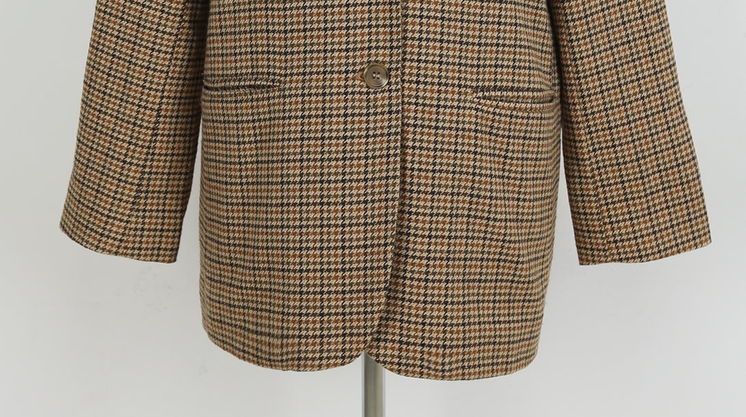 Beige Retro Houndstooth Jackets