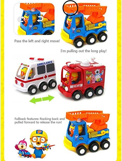 PORORO Rescue set 3 cars Toys Kids ambulance ladder car fire engine