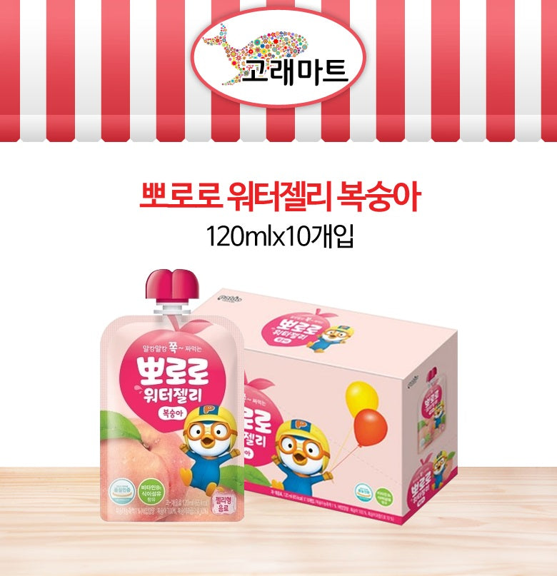 PORORO Water Jelly Peach 120ml x 10p Vitamin Kids Dietary fiber Snack