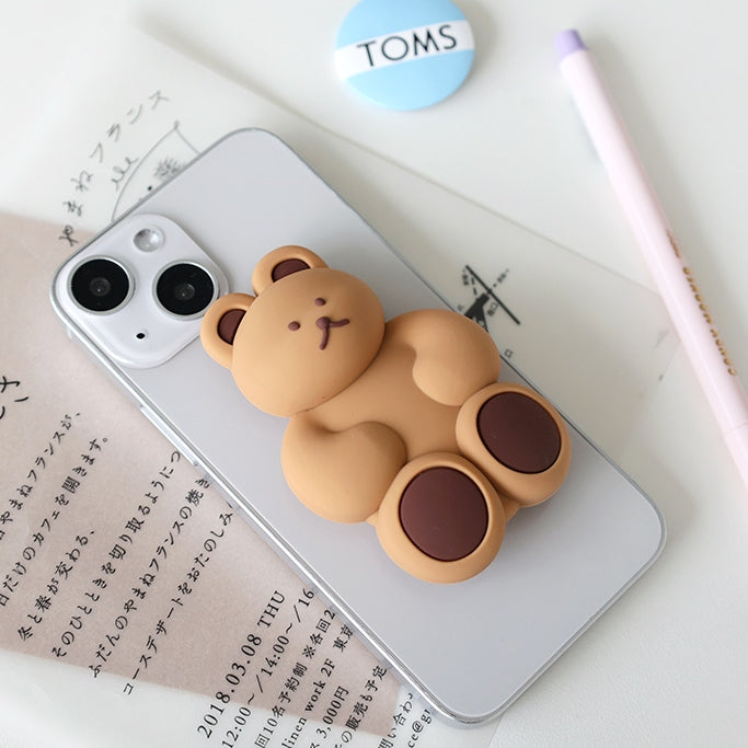 Cute Bear Griptok Cellphone Holder Tablet Stand soft Silicone 3 Step