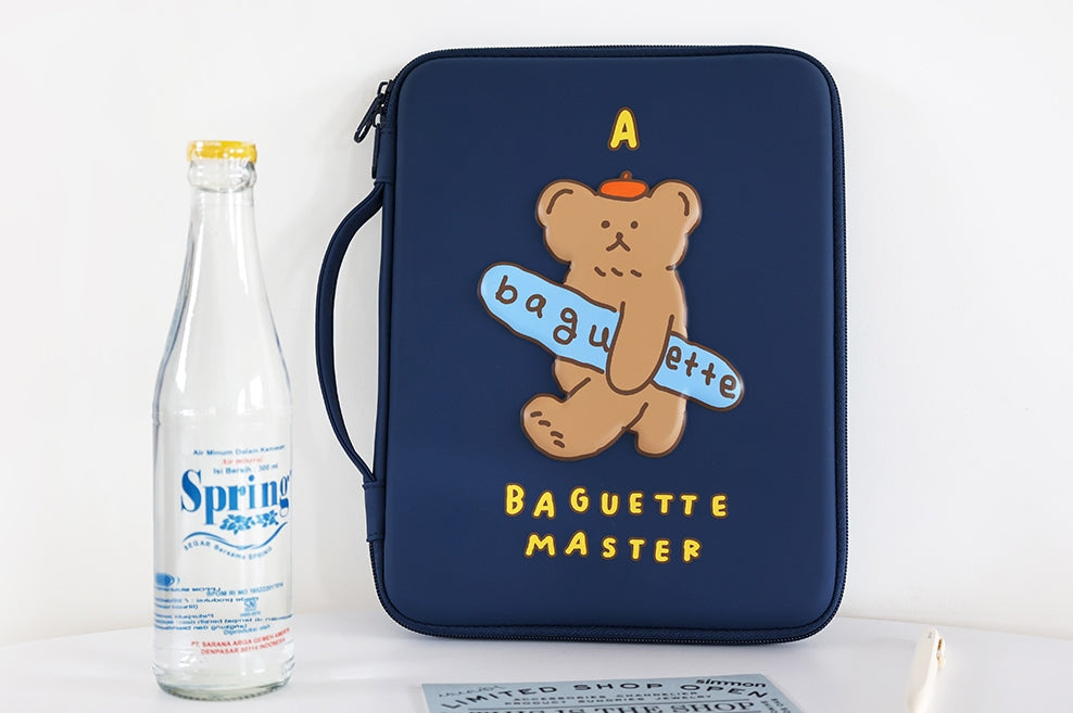 Navyblue Baguette Bear 11 inch Hard Laptop Protective Handbags Purses