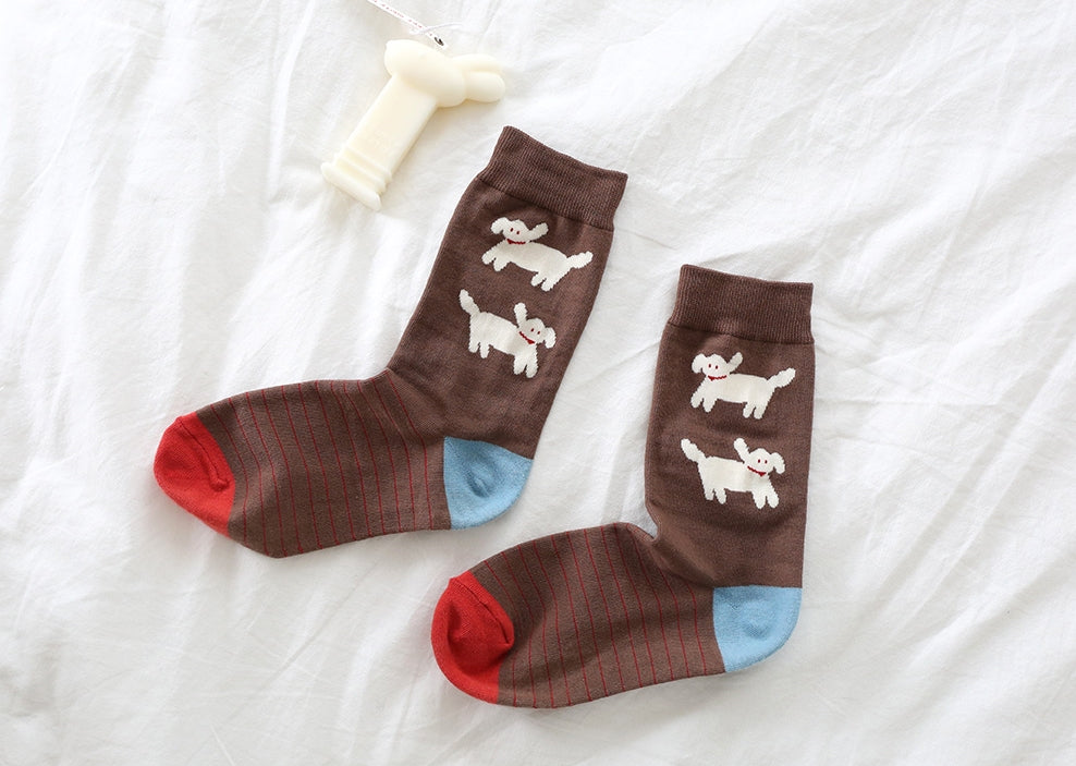Dogs Rabbit Fox Animal Prints Ankle Socks Cute Cotton Korean Couple