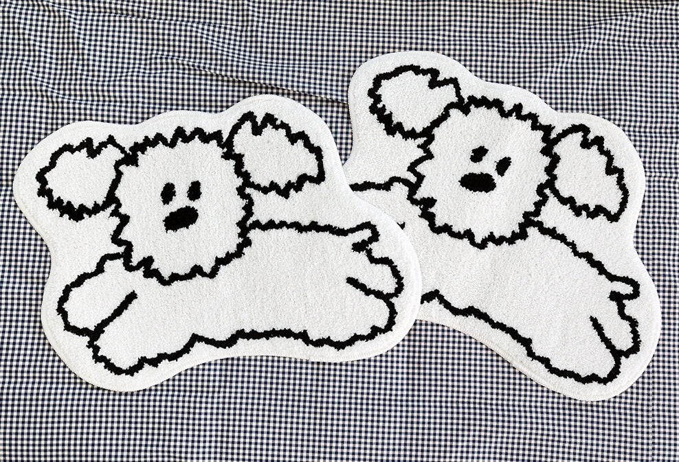 White Run Dogs Cute Animal Characters Floor Mats Rugs Bathroom Home Door Bedroom Foot Pads Anti-slip