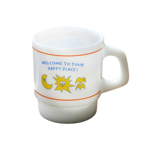 Happy Place Milk Graphic Mugs Glasses Printed Vintage Retro Style Kitchen Dinnerware Cups Cold Hot Gifts