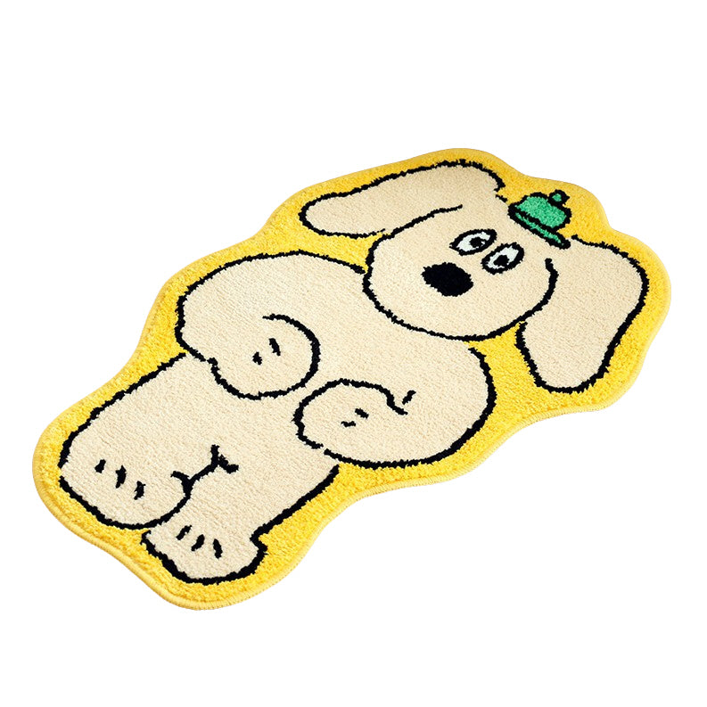 Large Big Yellow Square Cute Animal Dogs Charlie Floor Mats Rugs Gifts