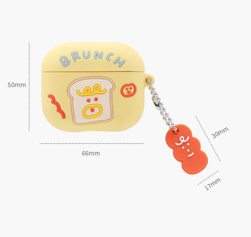 Brunch Toast Characters Airpods3 Cases Accessory Silicon Yellow Pink Keyring Protect Apple Gadget Cute Accessories