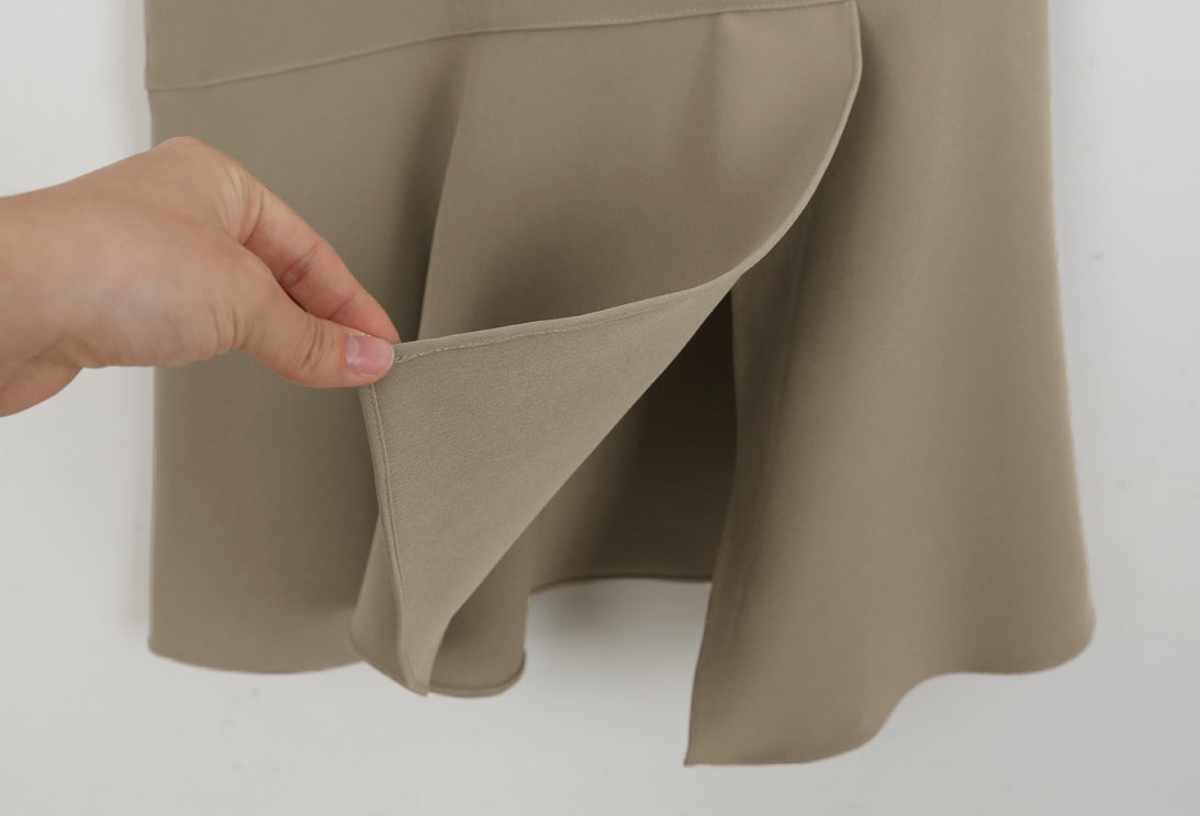 Beige Asymmetrical Womens Ruffled Skirts Mermaid Slit Korean Fashion