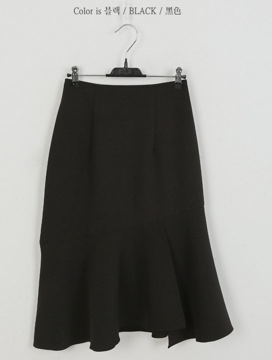 Black Asymmetrical Womens Ruffled Skirts Mermaid Slit Korean Fashion