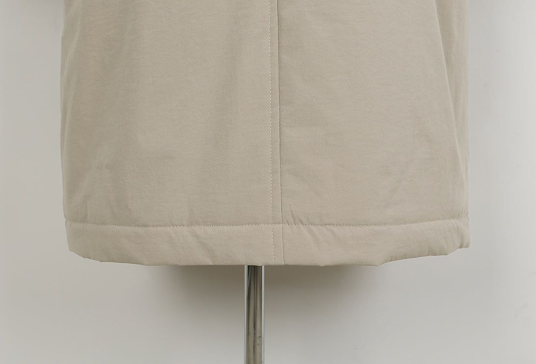 Beige Fake fur Puffer Trench Coats Womens Winter Outerwear Waistbelt