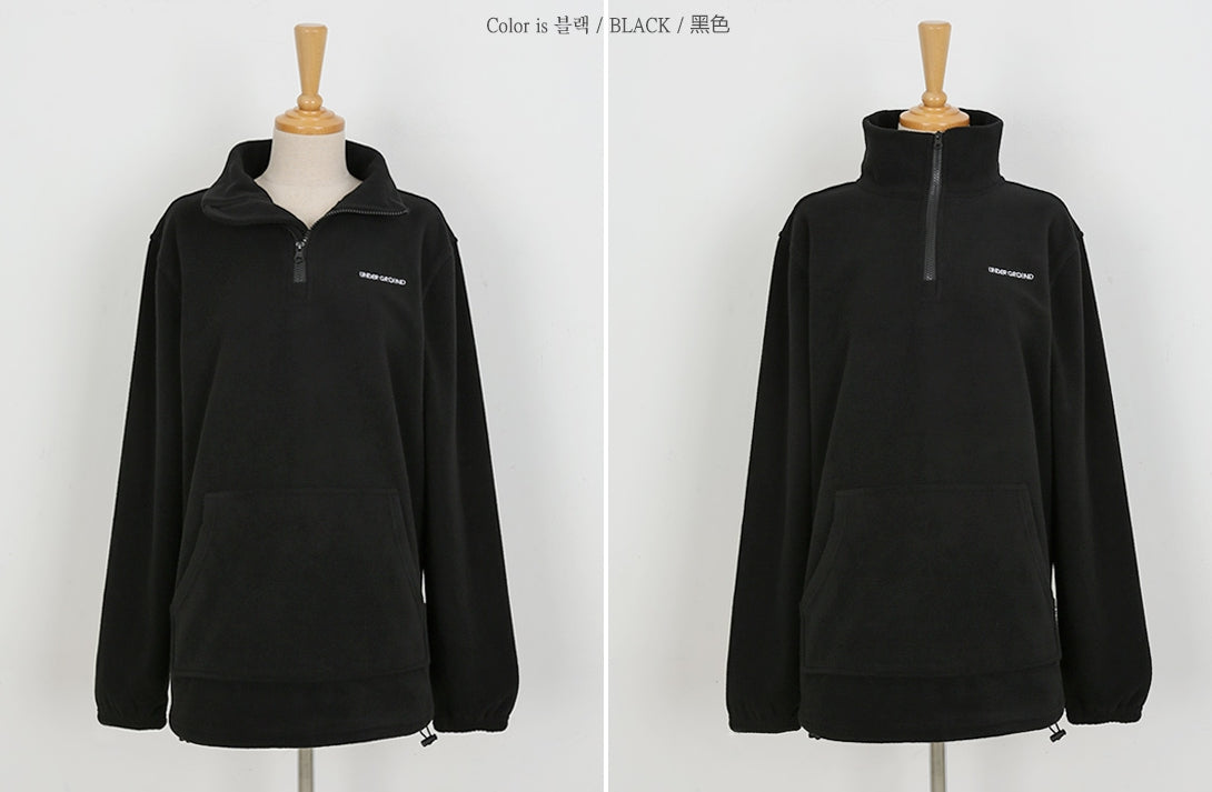 Black Casual Shearling Fleece Pullover Womens Zipup Mockneck Sweaters