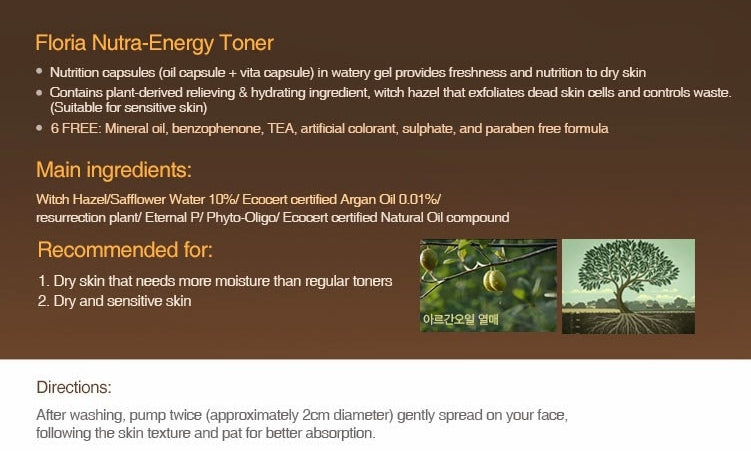 TONYMOLY Floria Nutra-Energy Toners 150ml Korean Womens Beauty Cosmetics